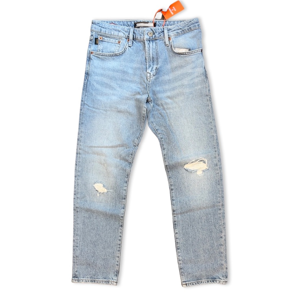 SuperDry Men’s Tailored Straight Jean in Beak Beat Up Blue - Picture 4 of 12